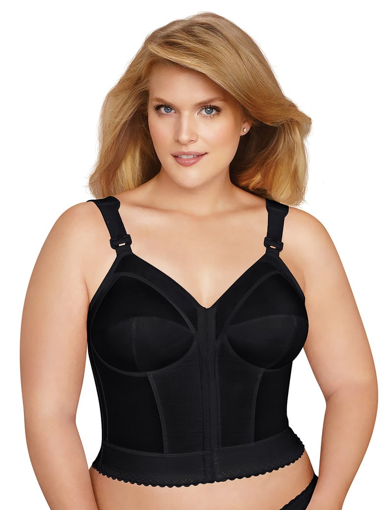 Exquisite Form womens Exquisite Form Fully Women's Front Close Longline Posture #5107530 Bra, Black, 38D US - Image 1
